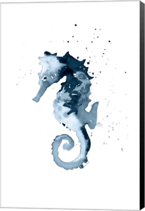 Framed Navy Ink Sea Horse Print