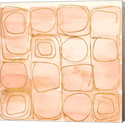 Framed Circular Squares of Peach Print