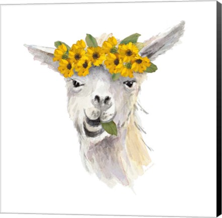 Framed Floral Llama I Print