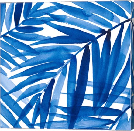 Framed Blue Palm Design II Print