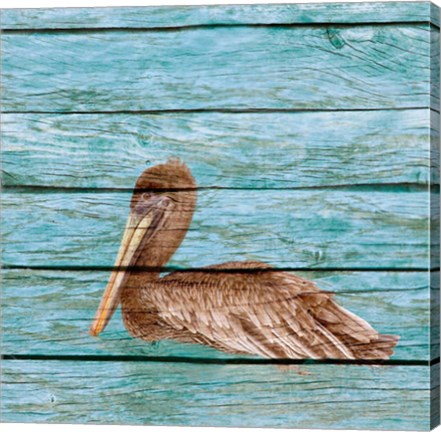 Framed Wood Pelican I Print