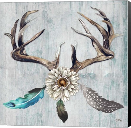 Framed Feathery Antlers I Print