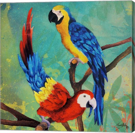 Framed Tropical Birds in Love II Print
