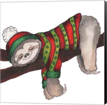 Framed Christmas Sloth III Print