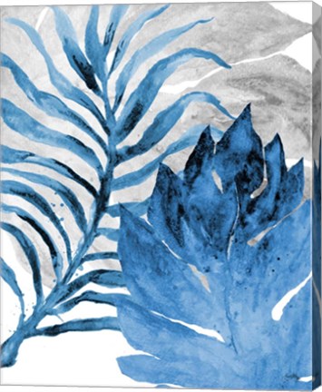 Framed Blue Fern and Leaf I Print