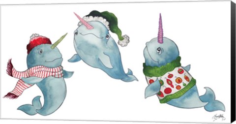 Framed Christmas Narwhals Print