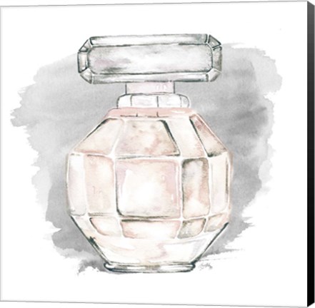 Framed Perfume Bottle with Watercolor II Print