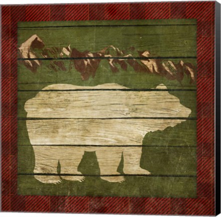 Framed Rustic Nature on Plaid I Print