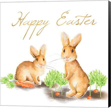 Framed Happy Easter Spring Bunny I Print