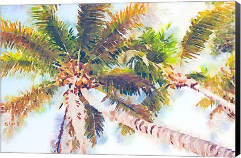 Framed Sideway Watercolor Palms II Print