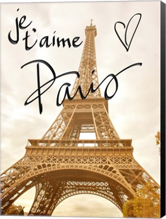 Framed Je t&#39;aime Paris Print