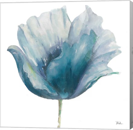 Framed Flower in Blue I (on white) Print