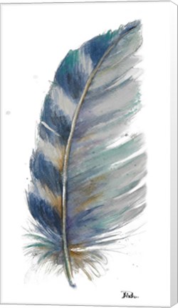 Framed White Watercolor Feather I Print