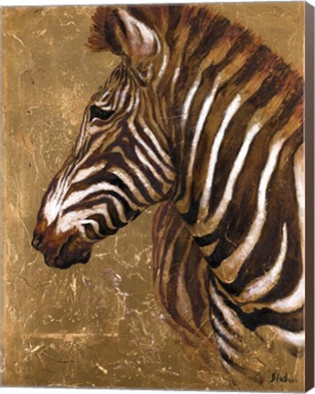 Framed Gold Zebra Print