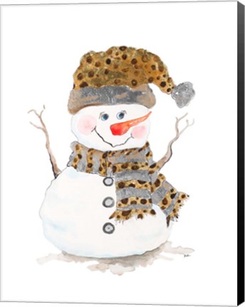 Framed Snowman with Dots Print