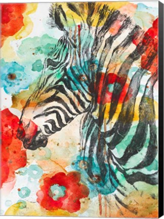 Framed Vibrant Zebra Print