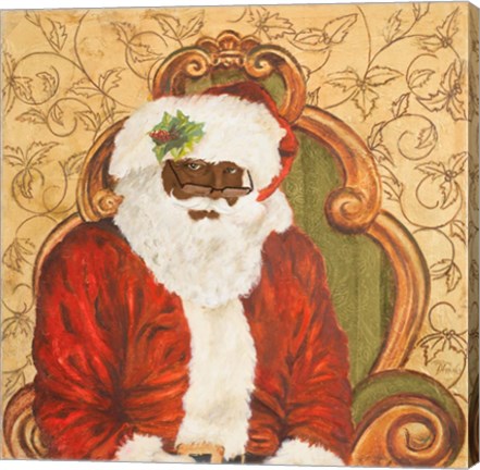 Framed African American Sitting Santa Print