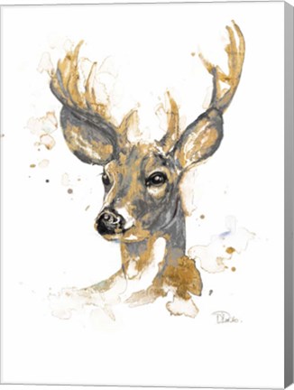 Framed Gold Antlers I Print