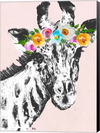 Framed Flower Crown Giraffe Print