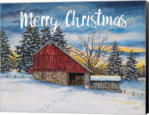 Framed Merry Christmas Barn Print