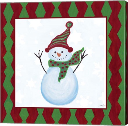 Framed Snowman Zig Zag Square I Print