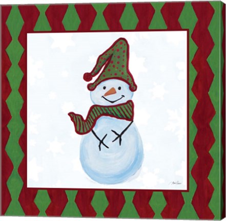 Framed Snowman Zig Zag Square III Print