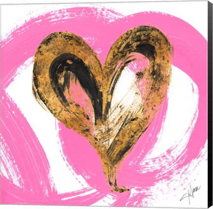 Framed Pink &amp; Gold Heart Strokes I Print