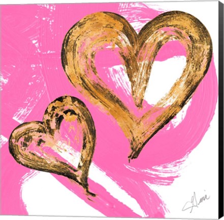 Framed Pink &amp; Gold Heart Strokes II Print