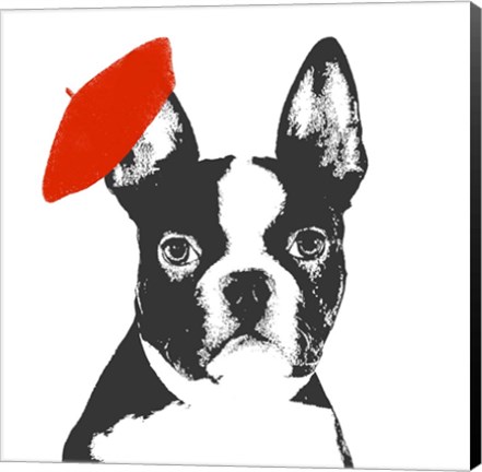 Framed Red Beret Dog Print