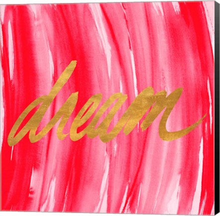 Framed Golden Words Watercolor Square III (red background) Print