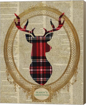 Framed Holiday Tartan Deer I Print