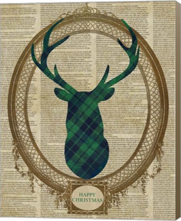 Framed Holiday Tartan Deer II Print