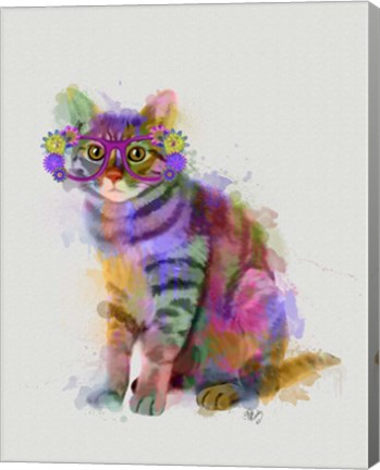 Framed Cat Rainbow Splash 7 Print