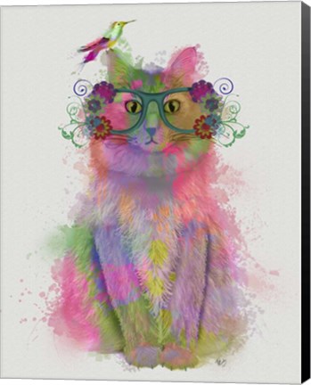 Framed Cat Rainbow Splash 8 Print