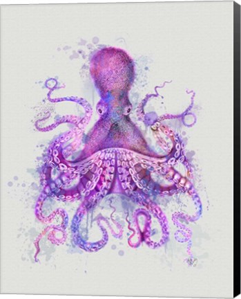 Framed Octopus Rainbow Splash Pink Print