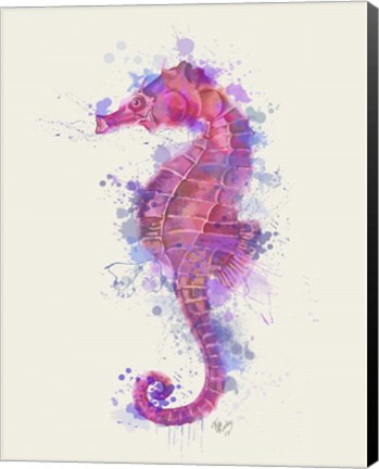 Framed Seahorse Rainbow Splash Pink &amp; Purple Print