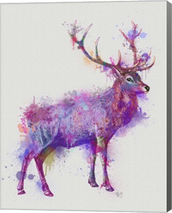 Framed Deer 1 Rainbow Splash Purple Pink Print