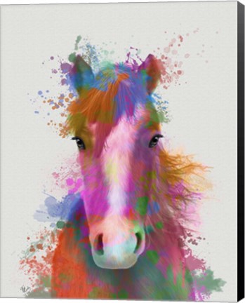 Framed Horse Portrait 2 Rainbow Splash Print