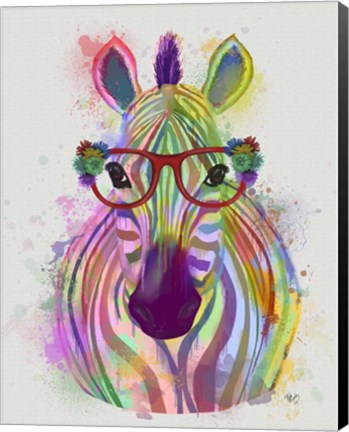 Framed Zebra Rainbow Splash 1 Print