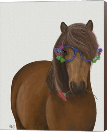 Framed Horse and Flower Glasses Print