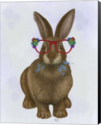 Framed Rabbit and Flower Glasses Print