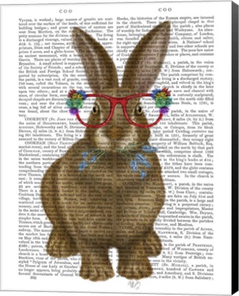 Framed Rabbit and Flower Glasses Print