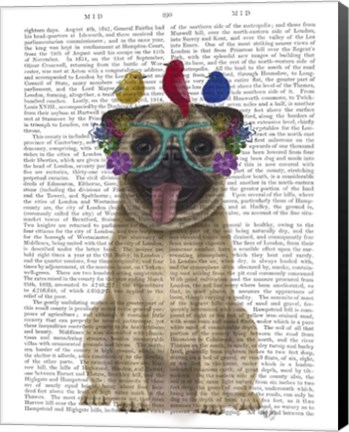 Framed Pug and Flower Glasses Print