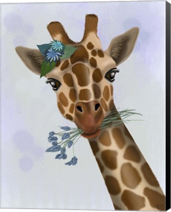 Framed Chewing Giraffe 1 Print