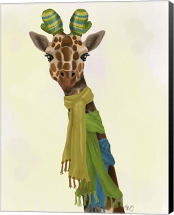 Framed Giraffe and Scarves Print