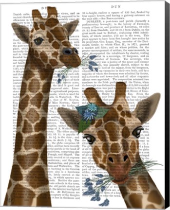 Framed Chewing Giraffe Duo Print