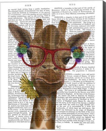 Framed Giraffe and Flower Glasses 3 Print