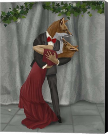 Framed Foxes Romantic Dancers Print