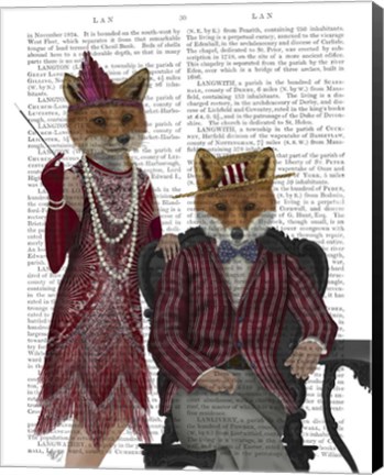 Framed Fox Couple 1920s Print