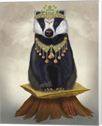 Framed Badger with Tiara, Full Print